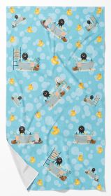 Longhair Black and Cream Dachshund Bath Towel Large Oversized Plush Fitness Body Towel, Ultra Soft Absorbent Quick Drying, 42"L x 24"W