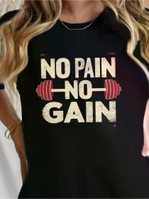 No Pain No Gain Motivational Women's T-Shirt - Soft (Color: Black, size: XXL)