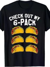 6-Piece Fitness Taco Fun Mexican Gym Tops Taco Lovers T-Shirts (Color: Black, size: L)