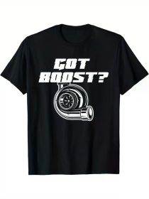Got Boost Turbo Print Men'S Crew Neck Short Sleeve Cotton T-shirt, Summer Casual Versatile Top For Outdoor Fitness & Daily, Regular-Fit (Color: Black, size: XL)