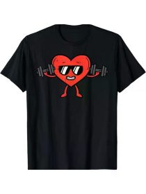 Valentines Day Weightlifting Workout Fitness Gym Men Women T-ShirtRegular-Fit, Comfortable & fashionable (Color: Black, size: XL)