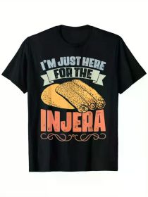 Retro Injera Bread Print T-Shirt - 100% Cotton, Breathable & Soft, Perfect for Casual Attire, Casual & Fitness - Black, Sizes S to XXXL All-Seaso (Color: Black, size: XXL)
