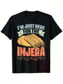 Retro Injera Bread Print T-Shirt - 100% Cotton, Breathable & Soft, Perfect for Casual Attire, Casual & Fitness - Black, Sizes S to XXXL All-Seaso (Color: Black, size: M)