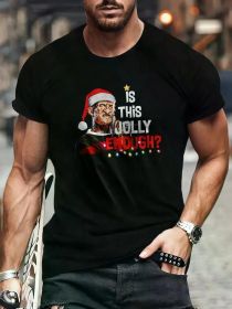 Is this happiness sufficient? Men's casual T-shirts, fitness training (Color: Black, size: M)