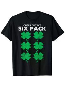 Check out my six-pack clover St. Patrick's Day Fun Fitness T-Shirt, 100% cotton, one-sided print, black short sleeve t-shirt, St. Patrick's Day (Color: Black, size: XXL)