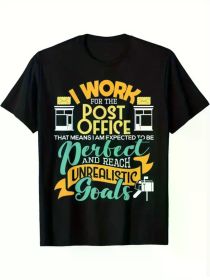 1pc Postal Worker Humor Graphic T-Shirt for Men - Soft Cotton, Breathable Crew Neck Tee with Vibrant Mailbox Print (Color: Black, size: XL)