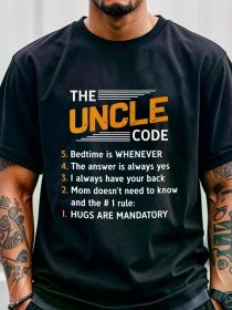 The Uncle Code Family Shirts Men Funny T Shirts, Uncle Birthday Gifts, Men's T Shirts, Going Out, Gym-Friendly, Running (Color: Black, size: S)