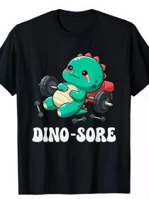 Dinosaur Gym Fitness Lifting cute Dinosaur Sore T-shirt - 220g (Color: Black, size: M)