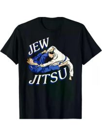 Men's "Jew vs Judo" Graphic T-Shirt - Soft Cotton, Breathable & Moisture-Wicking, Comfort-Fit Crew Neck Tee for Daily Wear, Fitness (Color: Black, size: S)