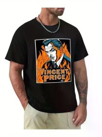 Vincent Price Inspired Graphic Tee for Men & Women - Ultra-Soft Cotton, Breathable Crew Neck T-Shirt | Perfect for Casual Wear (Color: Black, size: L)