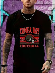 Tampa Bay Football Graphic Men's Cotton T-Shirt - Ultra-Soft, Breathable, Moisture-Wicking Casual Tee for Daily Wear, Fitness & Sports, Black (Color: Black, size: XXXL)