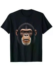 Men's Orangutan Graphic T-Shirt - Black Short Sleeve Cotton Tee, Realistic Print Design, Comfortable & Versatile for Casual Wear, Fitness (Color: Black, size: XXL)